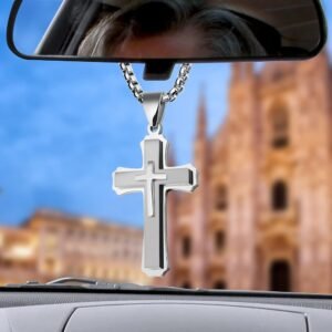 Car Hanging Cross (Silver) - Elegant Christian Car Accessory