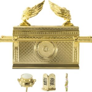 BRTAGG The Ark of The Covenant Historic Model Replica with Rod of Aaron/Manna/Ten Commandments, Gold Plated Religious
